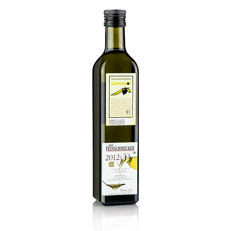 Ekstra jomfruolivenolie, Almasol, 0,2 % syreindhold, Gourmet 2012, 500 ml