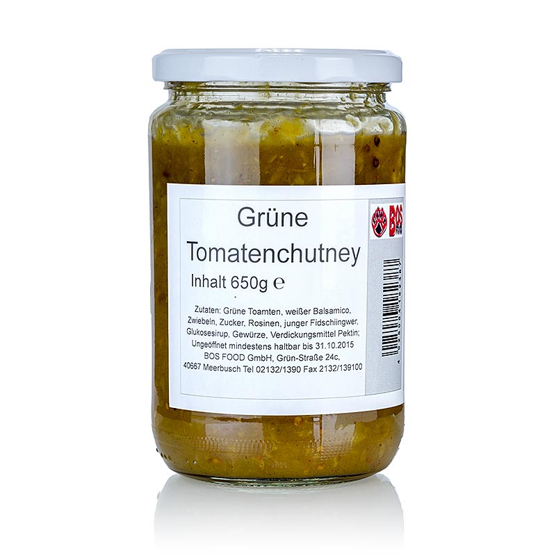 Grøn tomatchutney, med hvid balsamico, 650 g