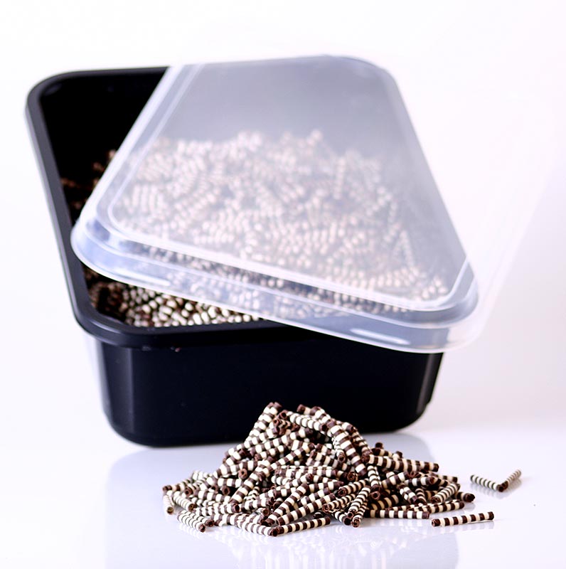 Chokoladepinde - "Twister", mørk/hvid, stribet, mini, ca. 3,4 cm, 1,5 kg, ca. 3.100 stk.