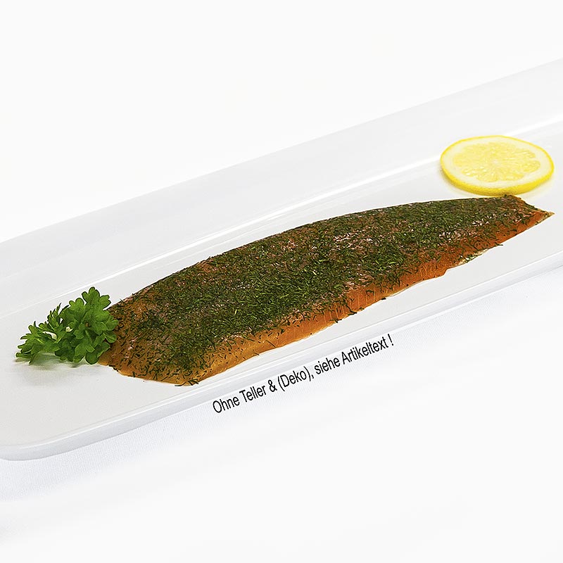 Skotsk gravlax, syltede med dild, skåret cirka 1.000 g