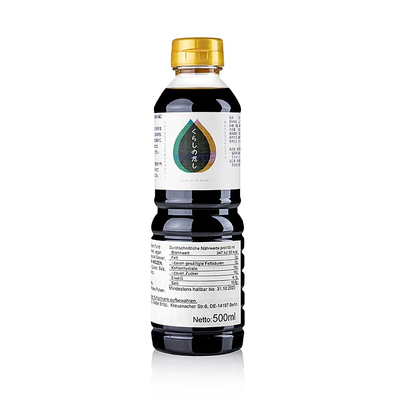 Dashi bouillonkoncentrat, mørk, vegansk, Fueki-Shoyu, Japan, 500 ml