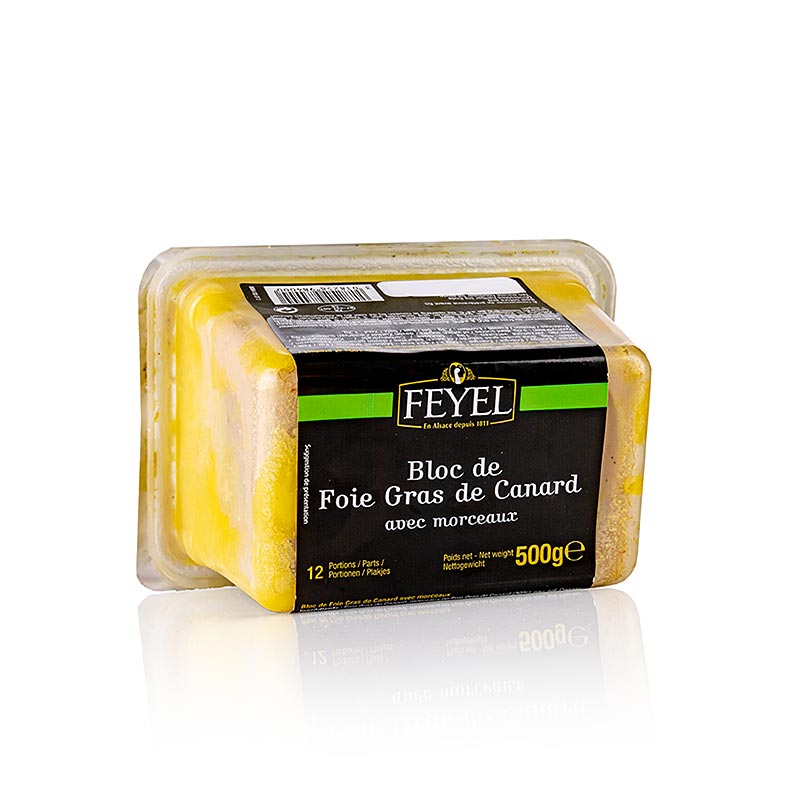 Andefoie gras blok, foie gras, med stykker, Feyel, 500 g