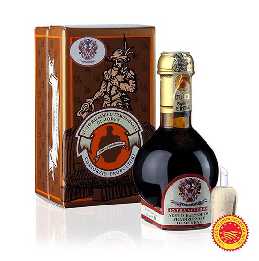 Aceto Balsamico Tradizionale di Modena DOP/g.U, Extravecchio, 25 år, gaveæske, Malpighi, 100 ml