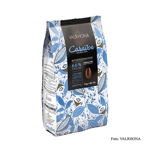 Valrhona Pur Caraibe "Grand Cru", mørk overtræk, Callets, 66% kakao, 3 kg