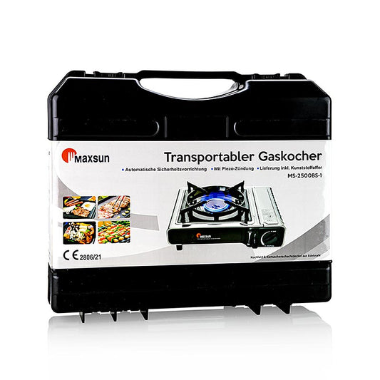 Gaskomfur i kasse med piezo-tænder, uden patron, 1 stk.
