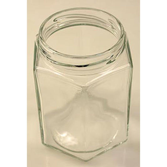 Glas, sekskantet, 287 ml, ø 63 mm halsfinish, uden låg, 1 stk.