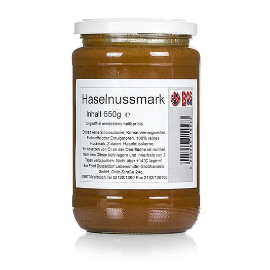 BOS FOOD Hasselnøddepulp, 100% pulp uden tilsætningsstoffer, 650 g