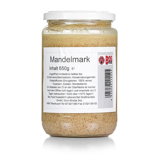 BOS FOOD Mandelpulp, 100% pulp uden tilsætningsstoffer, 650 g