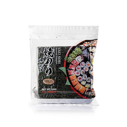 Yakinori halv størrelse, tørrede algeblade, ristede, guld, 125 g, 100 blade