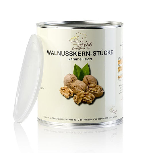 Valnøddekerner i stykker, karamelliseret, 500 g