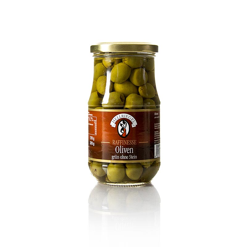 Grønne oliven, udstenede, i saltlage, 370 g