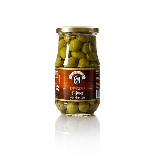 Grønne oliven, udstenede, i saltlage, 370 g