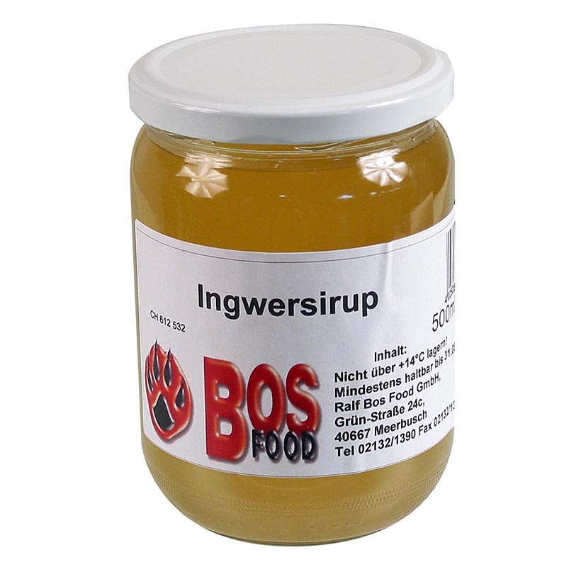 BOS FOOD Ingefærsirup, til te eller som smagsgiver, 500 ml