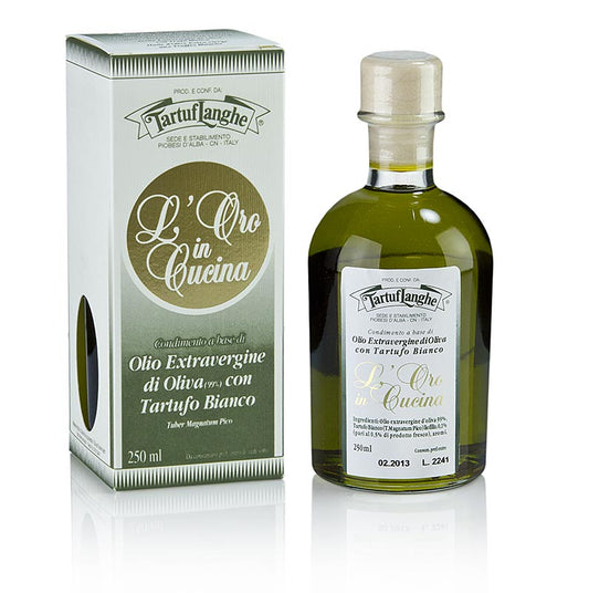 Ekstra jomfru olivenolie L'Oro in Cucina m. hvid trøffel &amp; smag, Tartuflanghe, 250 ml