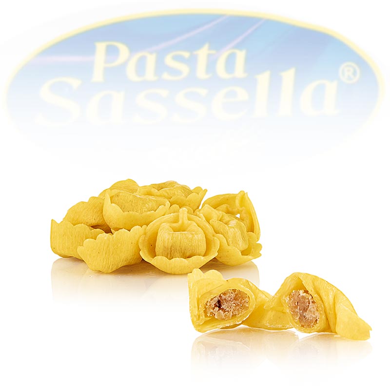 Friske tortellini med kødfyld (oksekød og svinekød), Sassella, 500 g