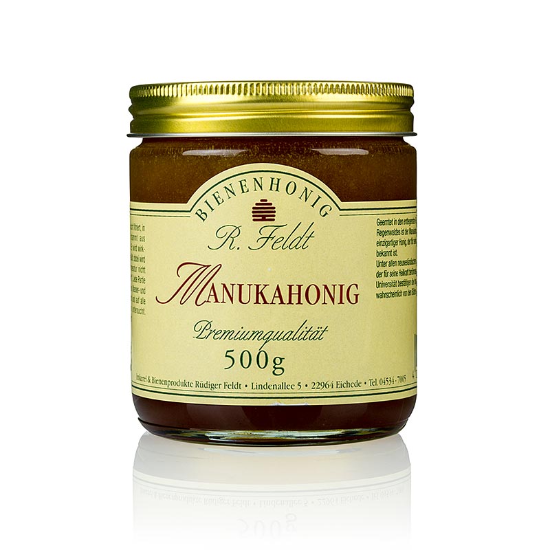 Manuka-honning, New Zealand, mørk, flydende, stærk urtesmag, 500 g