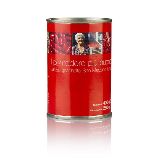 San Marzano-tomater, hele, røde, flåede, Campania, Italien, 400 g