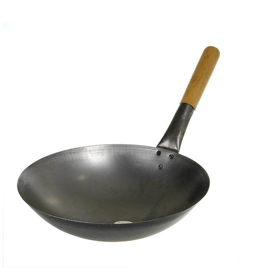 Wok-pande – 1. kvalitet, rund bund med stilk, uden håndtag, ø 30 cm, 1 stk