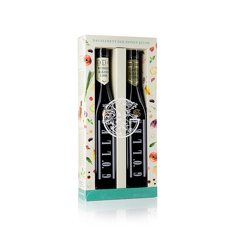 Gölles eddikesæt duo med balsamisk æblecidereddike og hvid balsamico, 500 ml, 2 x 250 ml