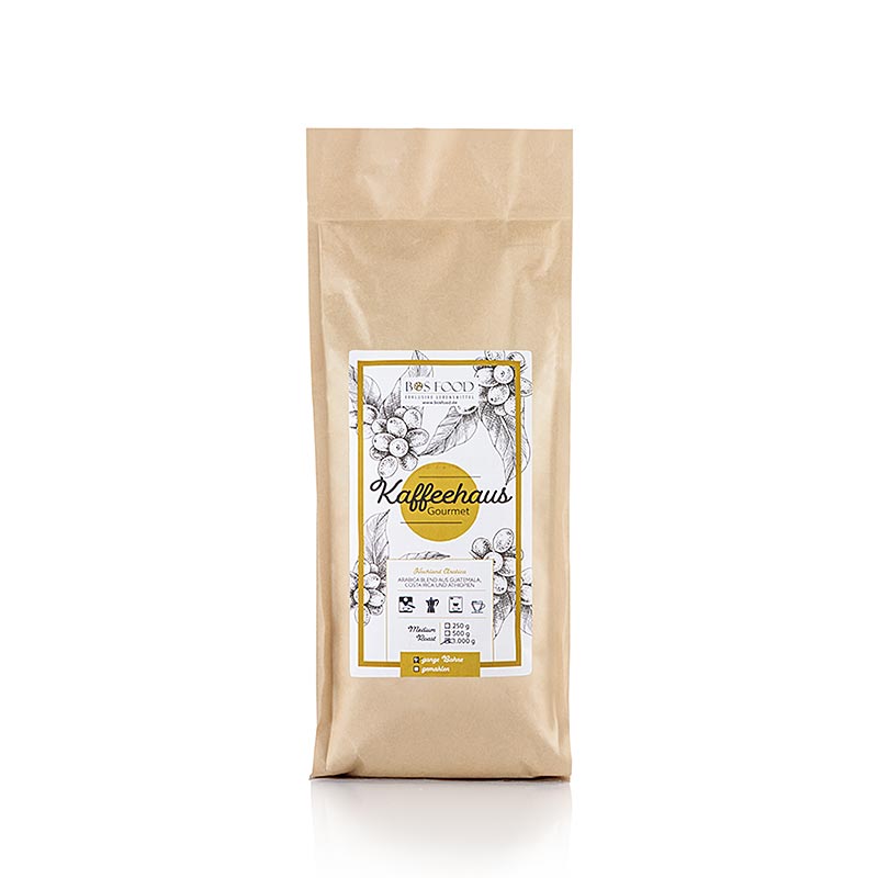 "Bos Food Gourmet" kaffehus, hele bønner, 100 % Arabica-kaffe, 1 kg