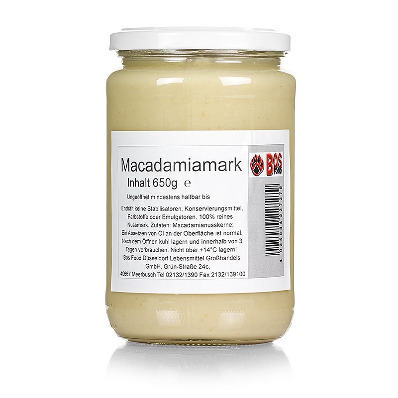 BOS FOOD Macadamia pulp, 100% pulp uden tilsætningsstoffer, 650 g