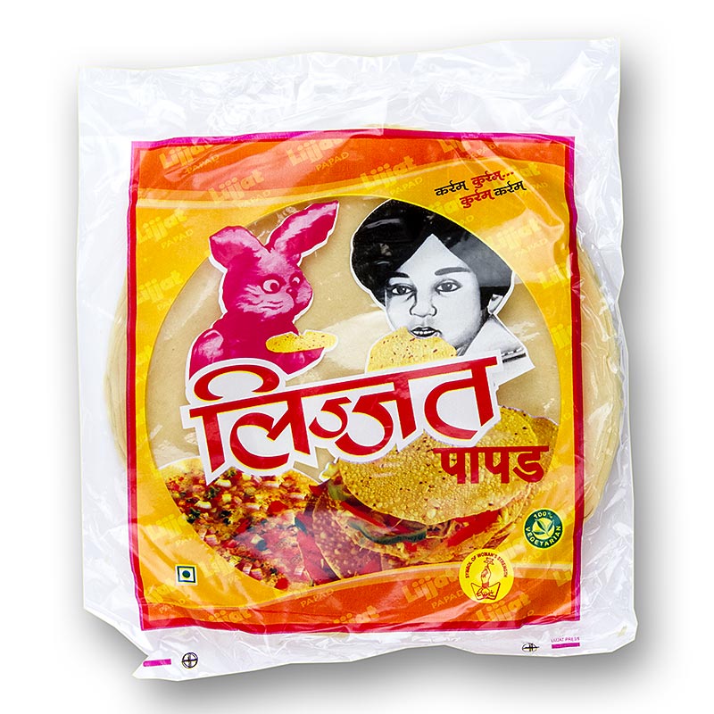 Pappadums, natur, ø 18 cm, 200 g, 10 stk.