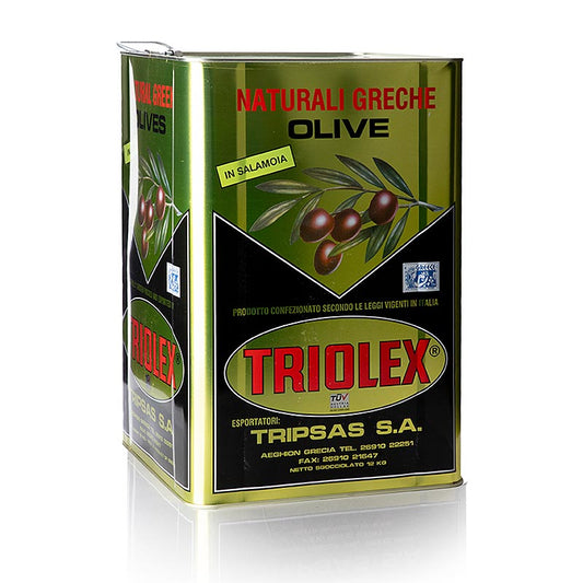 Sorte oliven, uden kerner, Kalamata-oliven, i saltlage, 18,5 kg