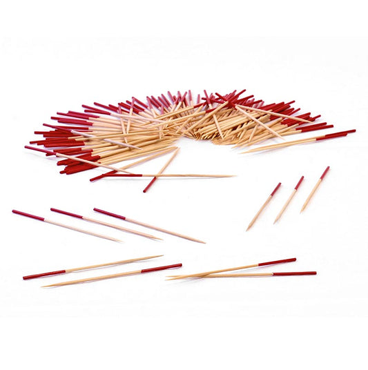 Træspyd, med rødfarvet ende, 9 cm, 500 stk.
