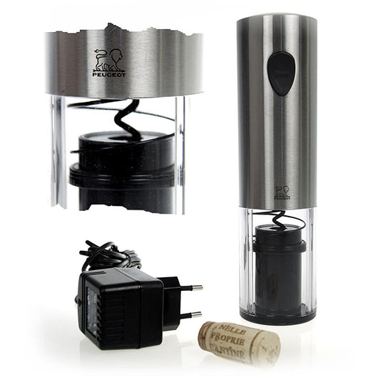 Peugeot ELIS elektrisk proptrækker, genopladelig/netadapter, rustfrit stål, 1 stk.