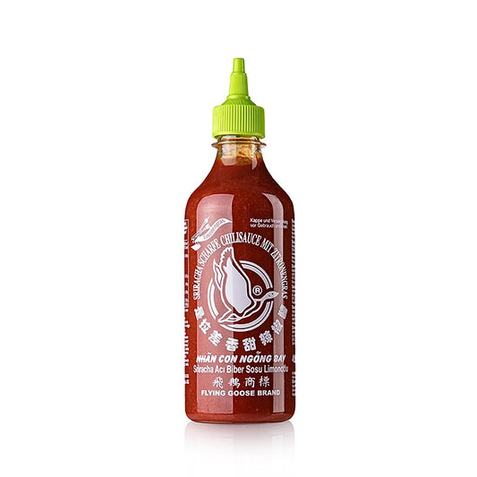 Chilisauce - Sriracha, stærk, med citrongræs, Flying Goose, 455 ml