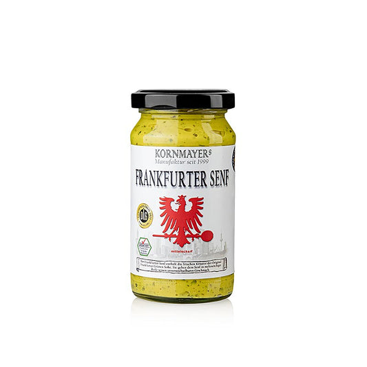 Kornmayer - Frankfurt sennep, medium stærk, med krydderurter i grøn sauce, 210 ml