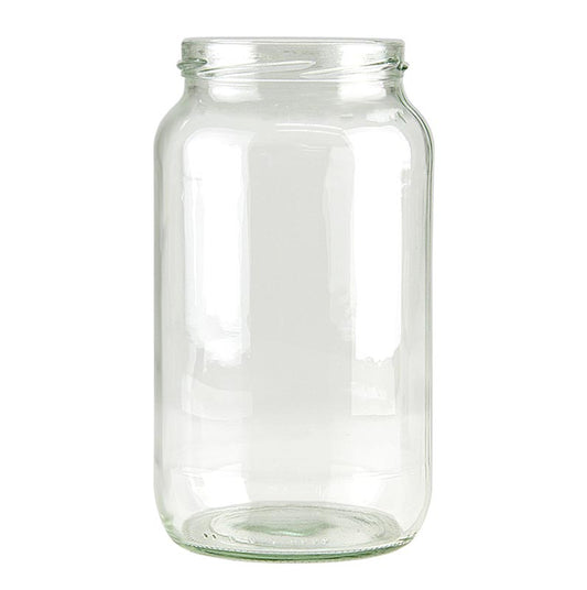 Glas, rundt, 1062 ml, ø 82mm halsfinish, uden låg, 1 stk.