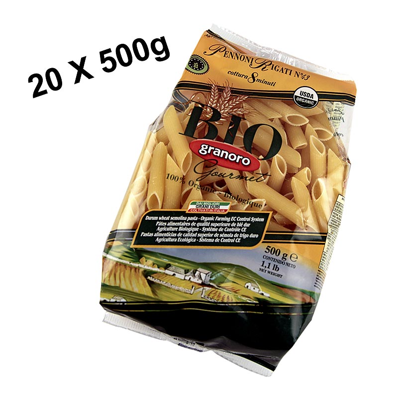 Pasta Granoro, Pennee Rigati No. 43, BIO, 10 kg, 20 x 500g