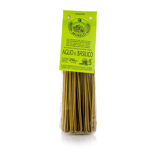 Morelli 1860 Linguine, med hvidløg, basilikum &amp; hvedekim, 250 g