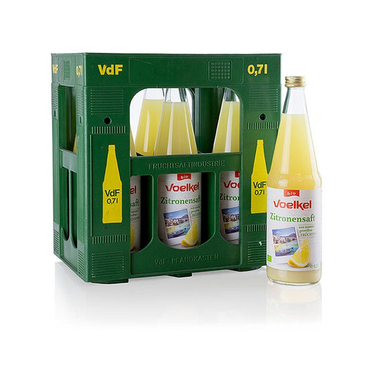 Citronsaft, 100 % direkte saft, usødet, Voelkel, økologisk, 4,2 liter, 6 x 700 ml