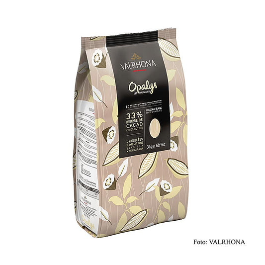 Valrhona Opalys, hvid couverture, callets, 33% kakaosmør, 3 kg