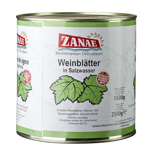 Vinblade, i saltet vand, 2,4 kg, ca. 360 stk.