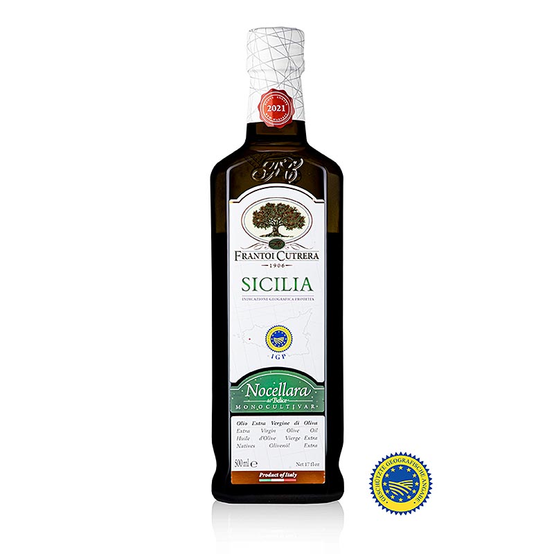 Ekstra jomfru olivenolie, Frantoi Cutrera IGP/PGI, 100% Nocellara del Belice, 500 ml