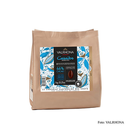 Valrhona Pur Caraibe "Grand Cru", mørk overtræk, Callets, 66% kakao, 1 kg