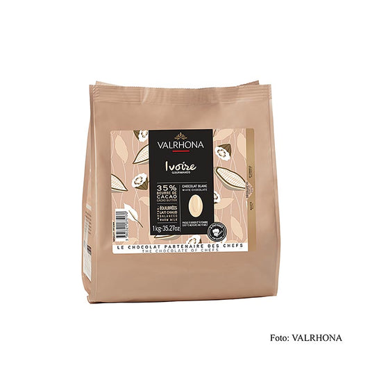 Valrhona Ivoire, hvid couverture, callets, 35% kakaosmør, 1 kg