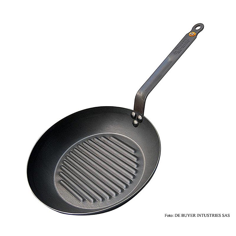 deBUYER "Mineral B Element" jernpande med grillbund, ø 32 cm, 4,2 cm høj, 1 stk.