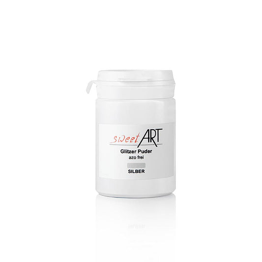 Glitterpulver, skinnende sølv, Sweet Art, 25 g