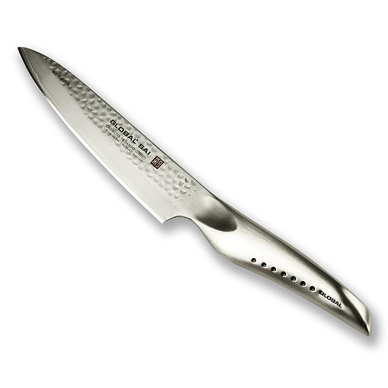 Global SAI-M02 Universalkniv, hammerslagsdesign, 14,5 cm, 1 stk.