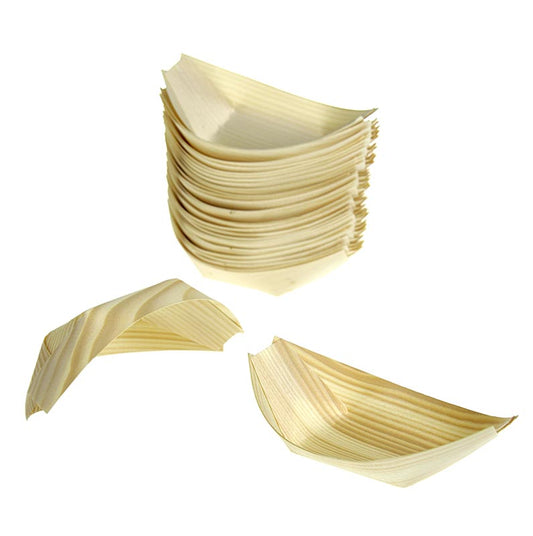 Engangsbåd i træ, ca. 8,5 cm, varmebestandig op til 180° C, 50 stk.