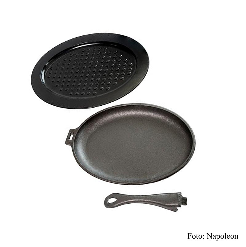 Napoleon grilltilbehør - Oval støbejernspande, aftagelig. Håndtag, silikonebund, 3 stk.