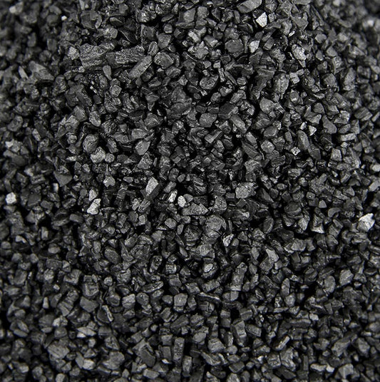 Palm Island, sort Stillehavssalt, dekorationssalt med aktivt kul, groft, Hawaii, 1 kg