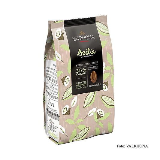 Valrhona Azélia, hasselnøddeovertræk, 35%, Callets, 3 kg