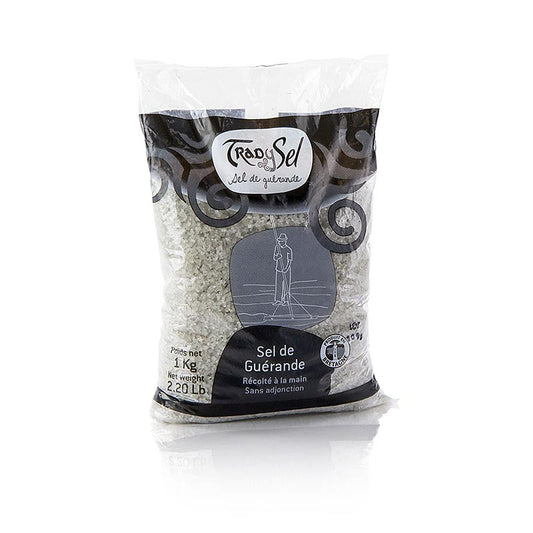 Havsalt, groft, gråt, fugtigt, Guerande/Frankrig, TradySel, 1 kg