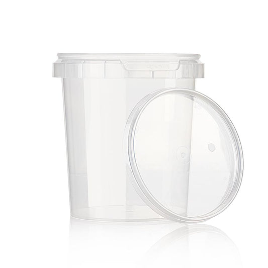 Plastkrukke "Circlecup", rund, med låg, ø 133x130mm, 1200ml, 1 stk.