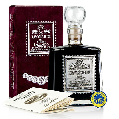 Leonardi - Aceto Balsamico di Modena IGP/ BGB, Velluto Bordeaux, 15 år, 250 ml